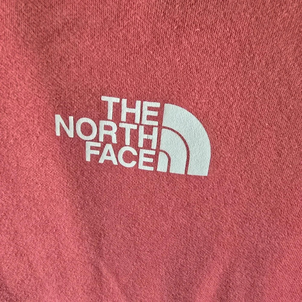 The North Face Mens XXL Hoodie Faded Red Sleeve Logo Pullover Sweatshirt Athlete